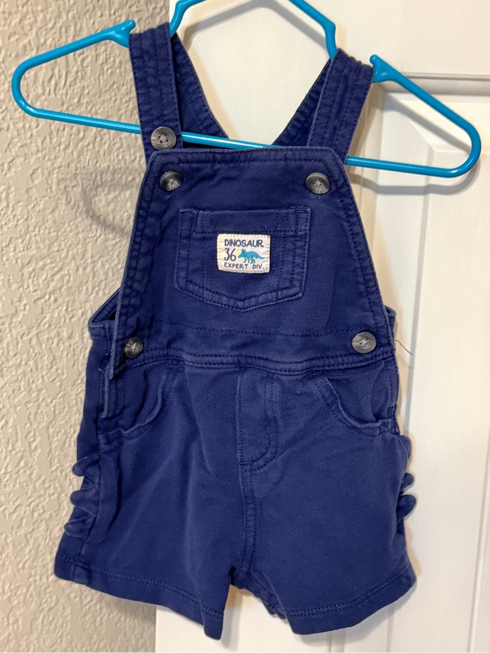 Carter's Dark Blue Dino Shortalls with Front Pocket
